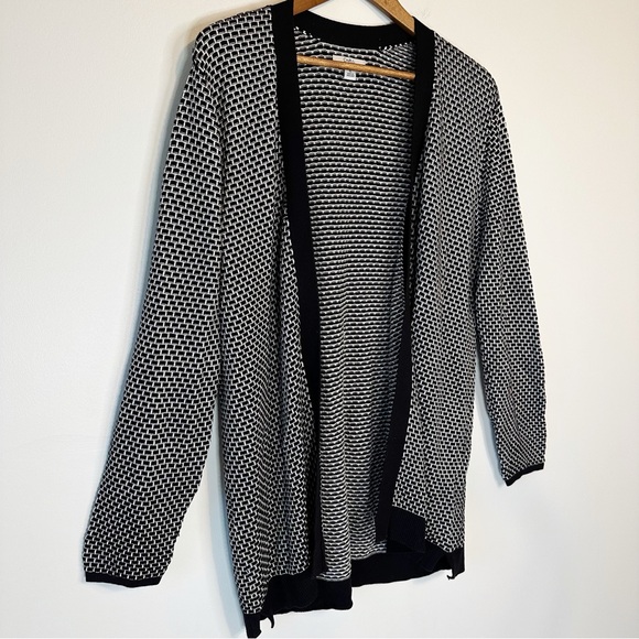 Croft & Barrow Black White Geometric Print Open Flowy Longline Cardigan, size XL - Picture 8 of 16